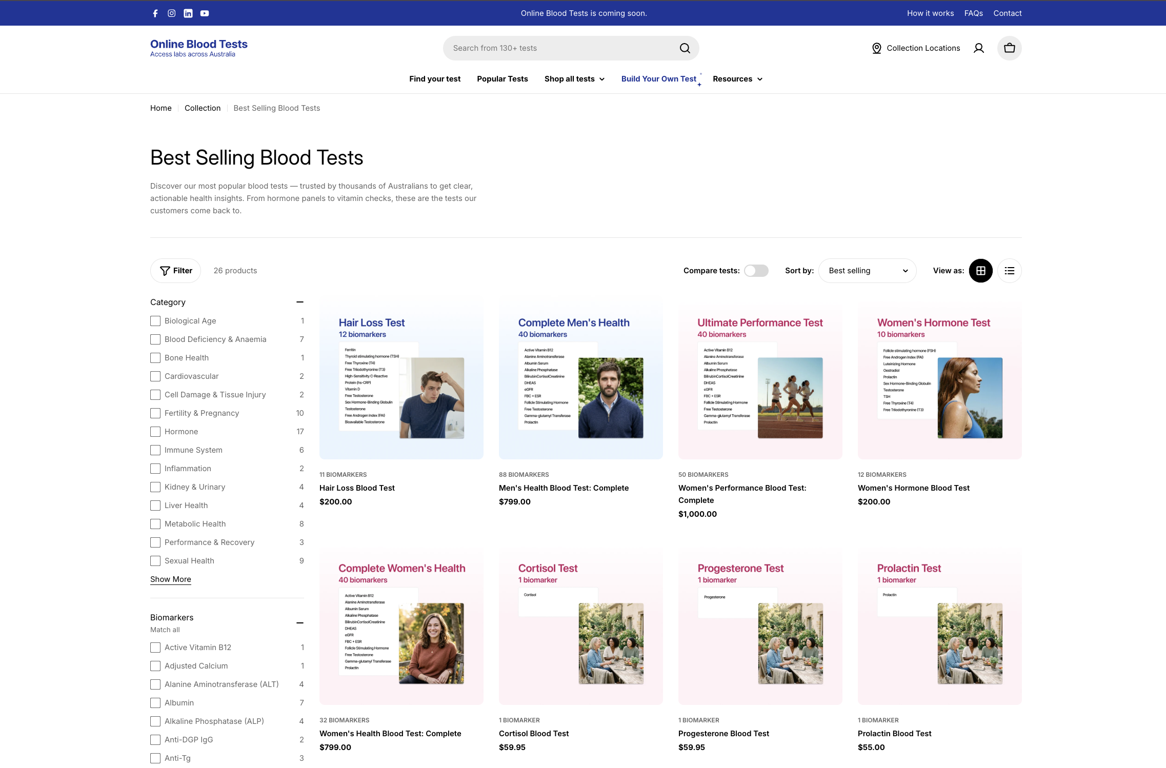 Online Blood Tests website preview